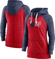 Nike Women's Nike Heather Red/Heather Navy Minnesota Twins Split Wordmark Gym Vintage Raglan Lightweight Full-Zip Hoodie