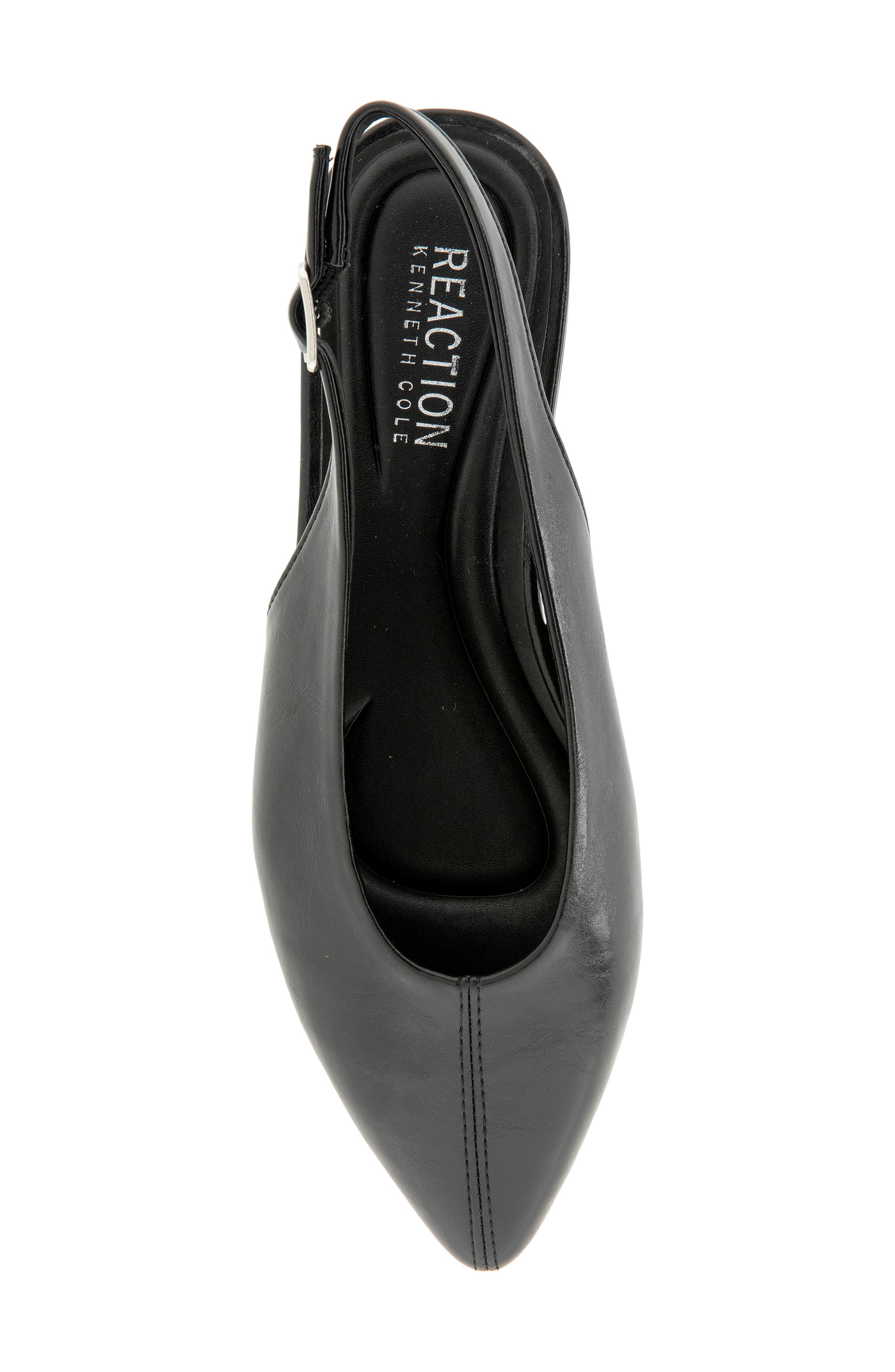 Brianna Faux Leather Slingback Flat, Alternate, color, BLACK