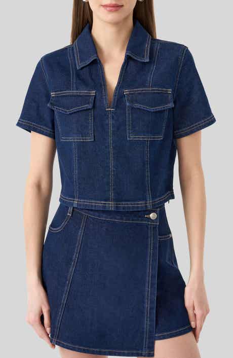 Popover Denim Crop Top