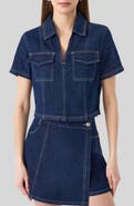 RM Rebecca Minkoff Popover Denim Crop Top