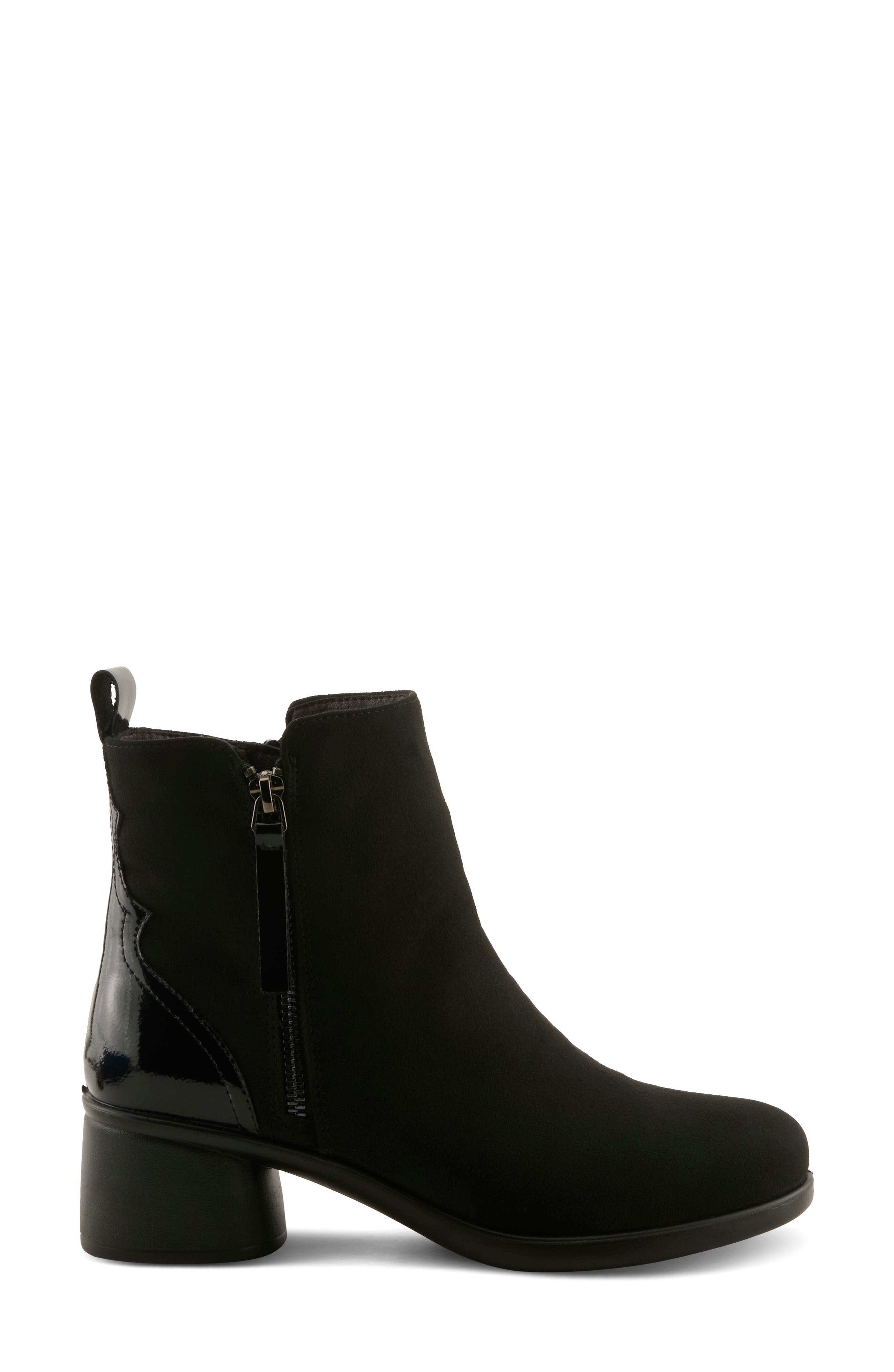 Carawey Block Heel Bootie, Alternate, color, BLACK FAUX SUEDE
