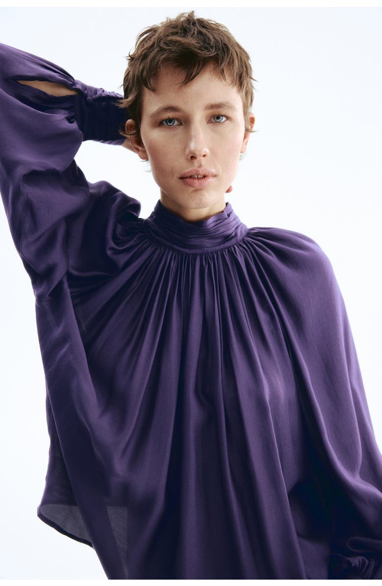 H&M Draped blouse, Main, color, Dark Purple
