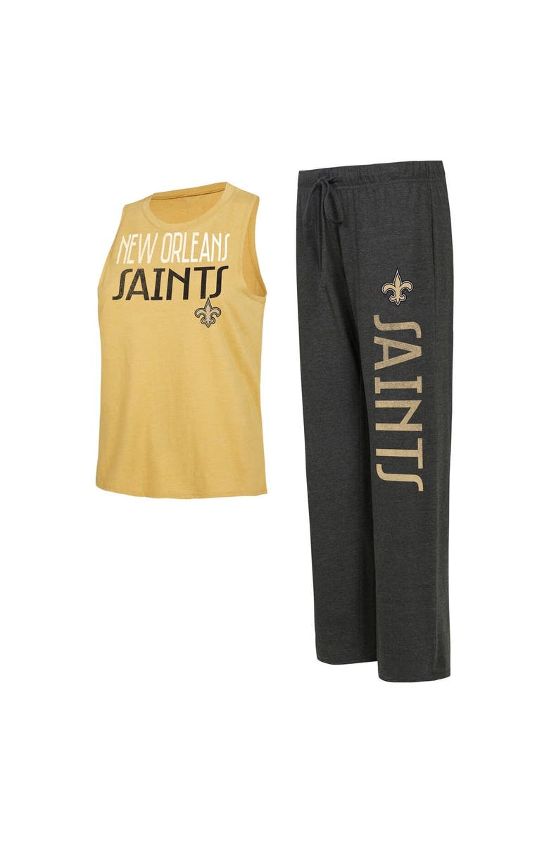 CONCEPTS SPORT Women's Concepts Sport Black/Gold New Orleans Saints Muscle Tank Top & Pants Lounge Set, Alternate, color, Black
