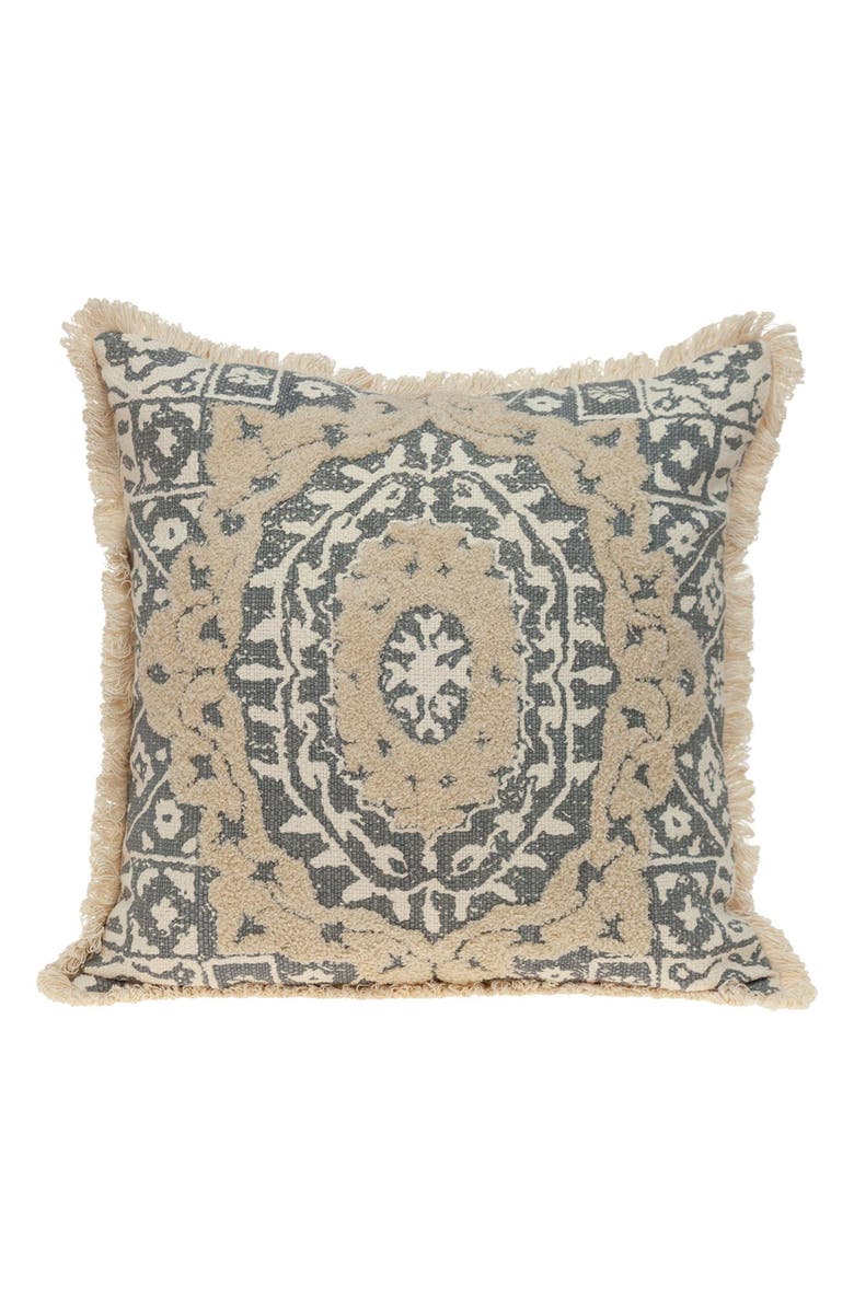 PARKLAND COLLECTION Geometric Square Throw Pillow, Main, color, Beige