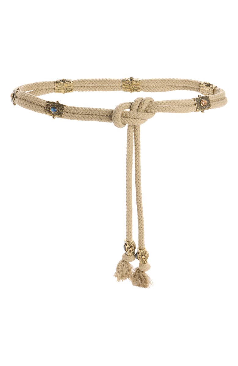 Isabel Marant Aleea Embellished Rope Belt, Main, color, Khaki
