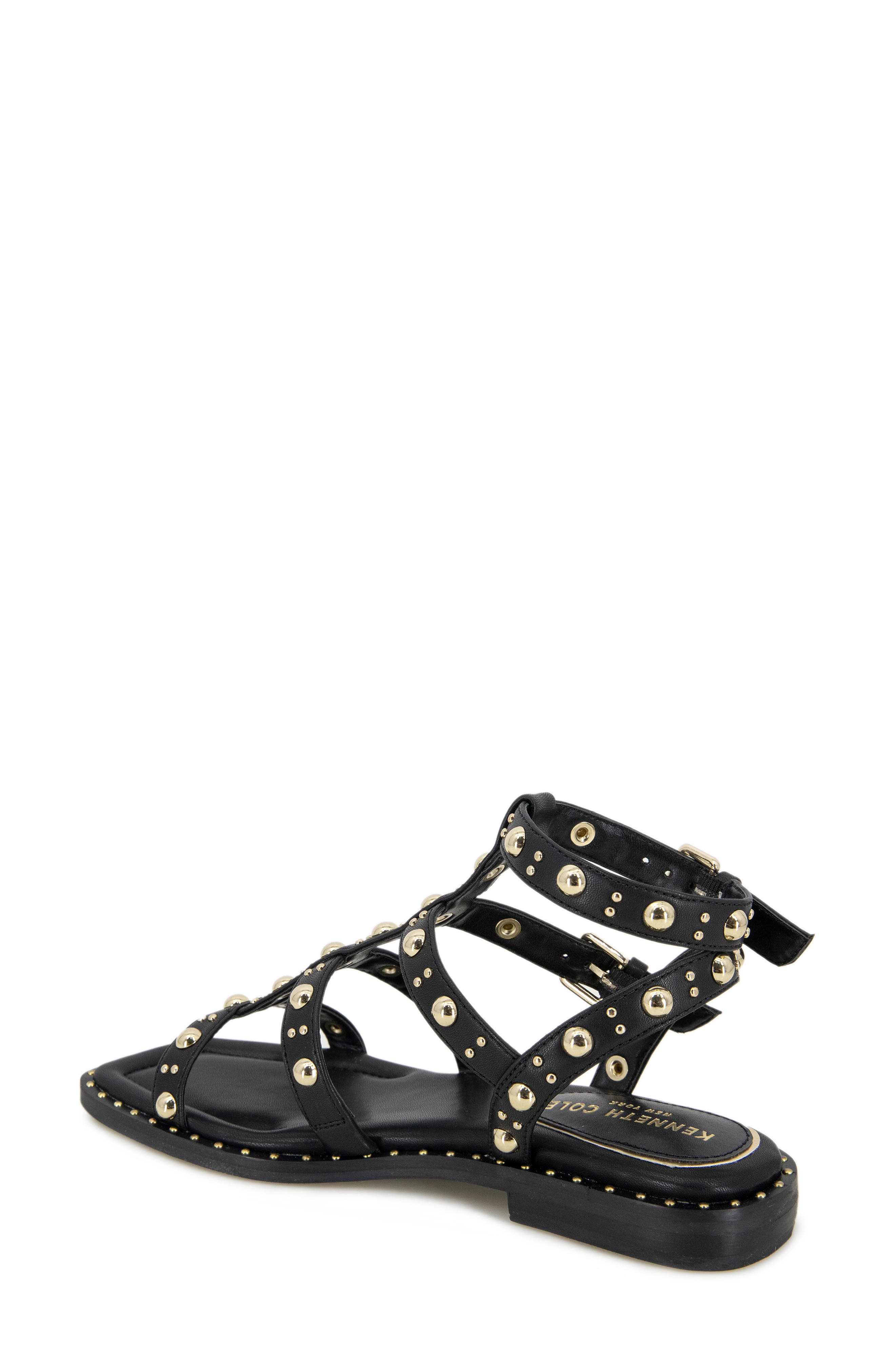 Kenneth Cole Ruby Studded Sandal, Alternate, color, Black Pu