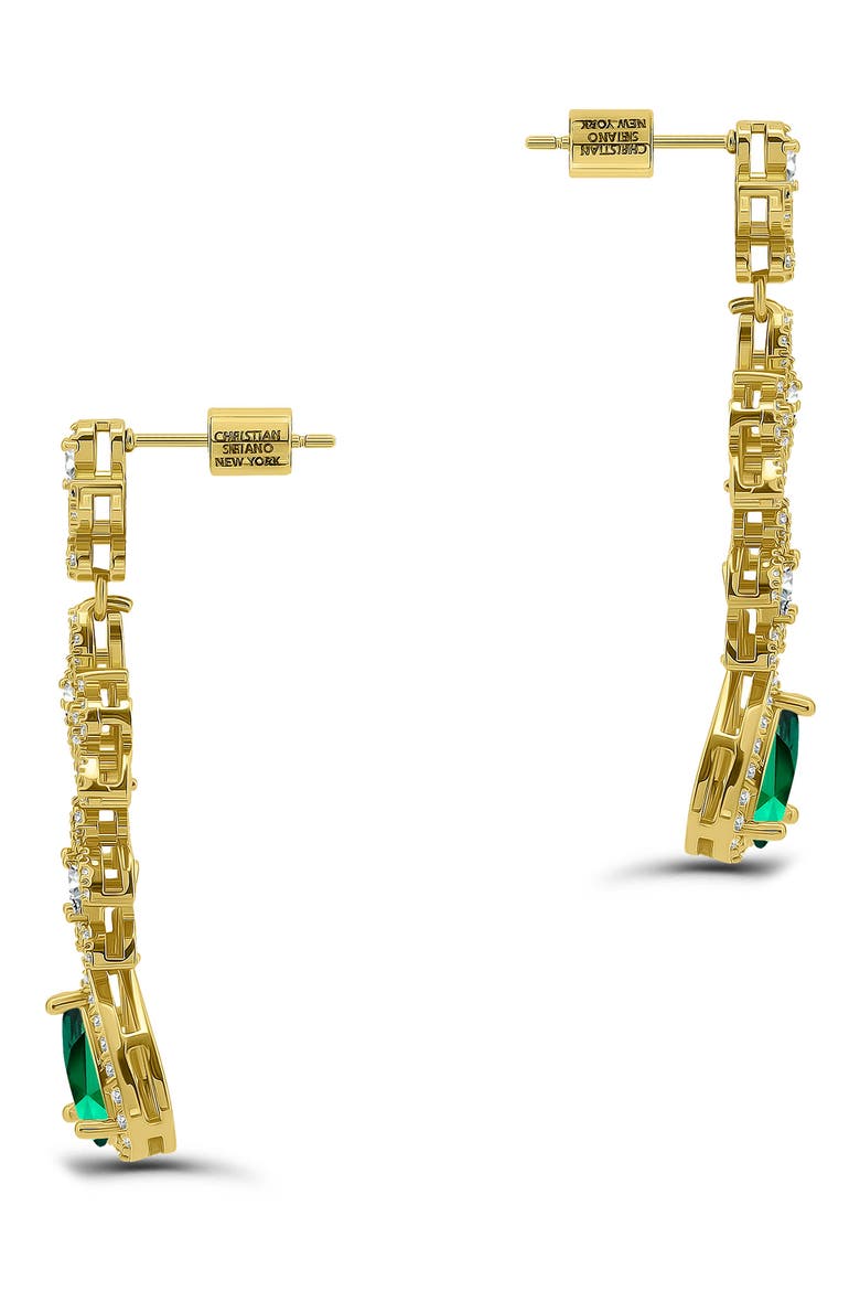 Pear Cubic Zirconia Drop Earrings, Alternate, color, GOLD/ GREEN