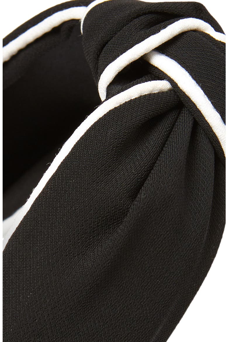 Piping Trim Knotted Headband, Alternate, color, BLACK/ WHITE