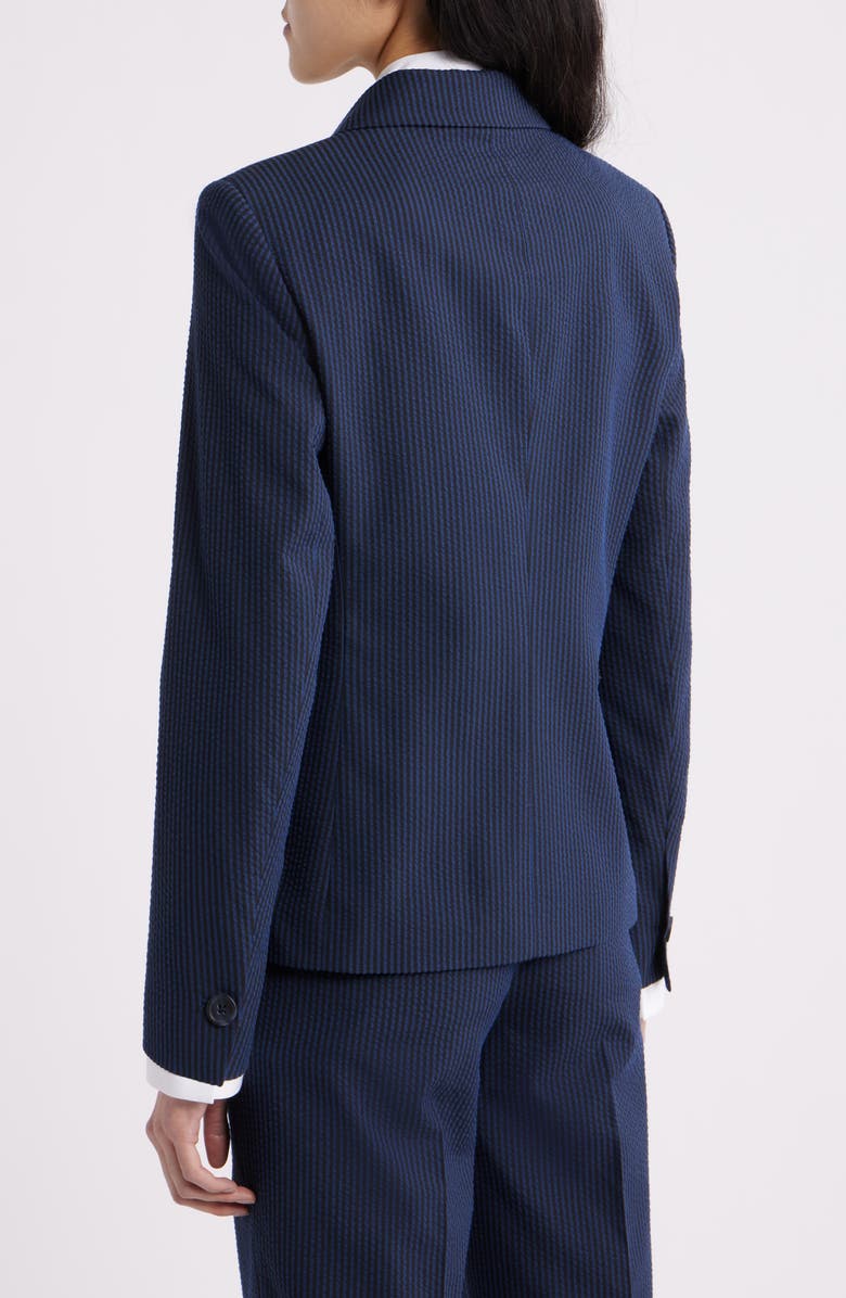 Anne Klein Stripe Seersucker Blazer, Alternate, color, Mountain