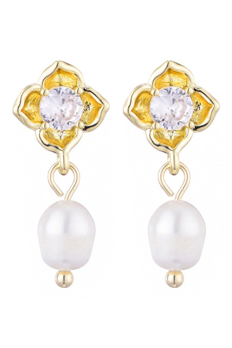 Crystal & Freshwater Pearl Drop Earrings, Main, color, WHITE