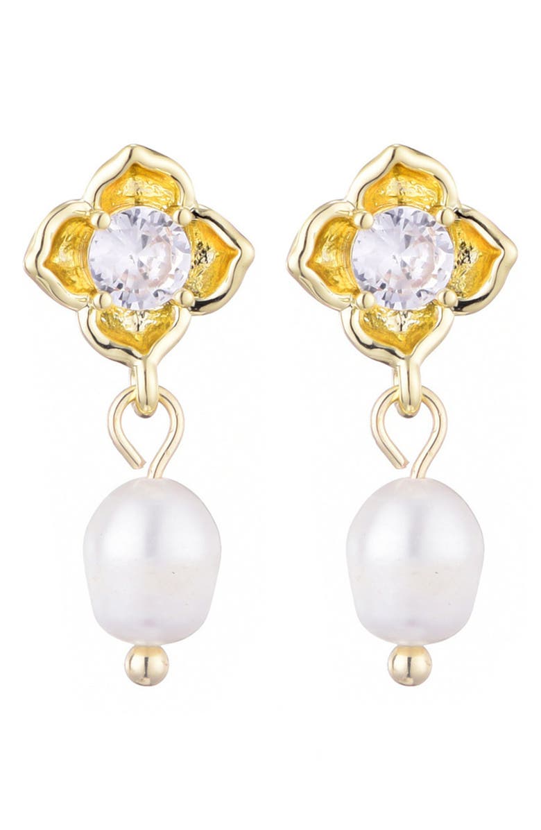 Adornia Crystal & Freshwater Pearl Drop Earrings, Main, color, White