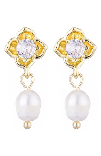 Adornia Crystal & Freshwater Pearl Drop Earrings In White