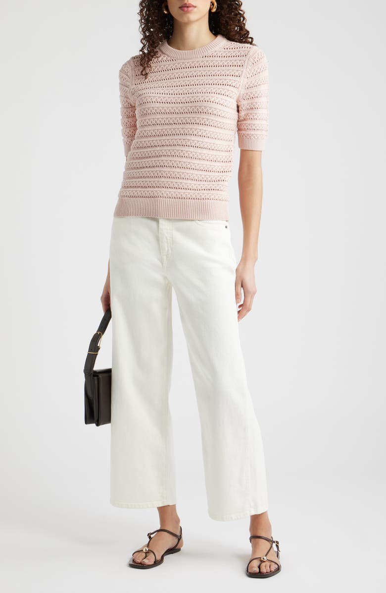 Nordstrom Open Stitch Crewneck Sweater, Alternate, color, Pink Smoke