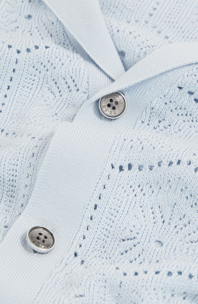 Reiss Royce Open Stitch Button-Up Polo Sweater, Alternate, color, Soft Blue