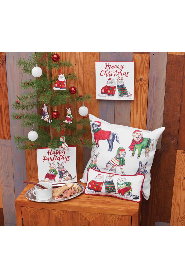 Meowy Christmas Wall Art 8 x 8 x 1 Inches., Alternate, color, White