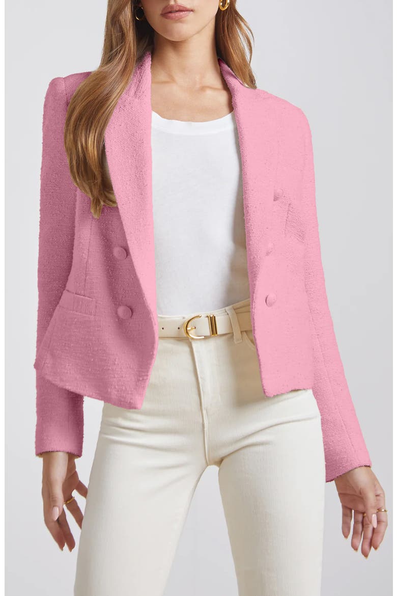 Brooke Texture Double Breasted Crop Blazer, Main, color, FDANT PINK/PINK MLTI RMNTIC RS