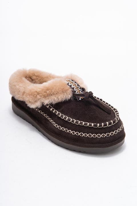 Noriel Leather Moccasin Slippers