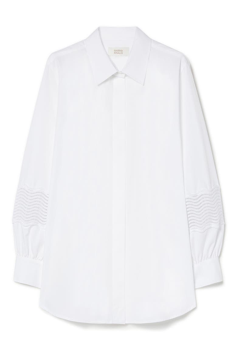 Embroidery Trim Long Sleeve Cotton Poplin Shirt, Alternate, color, OPTICAL WHITE