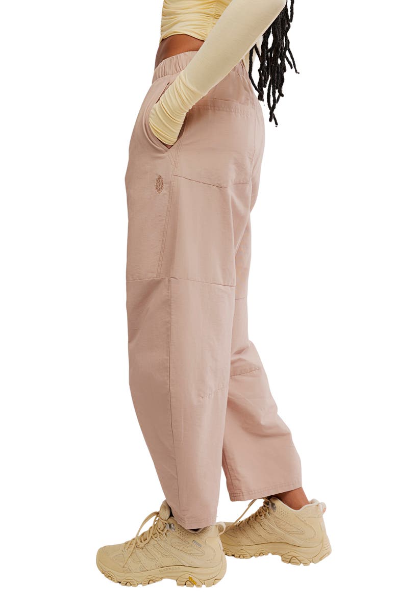 Free People FP Movement Game Day High Rise Barrel Leg Pants, Alternate, color, Sandy
