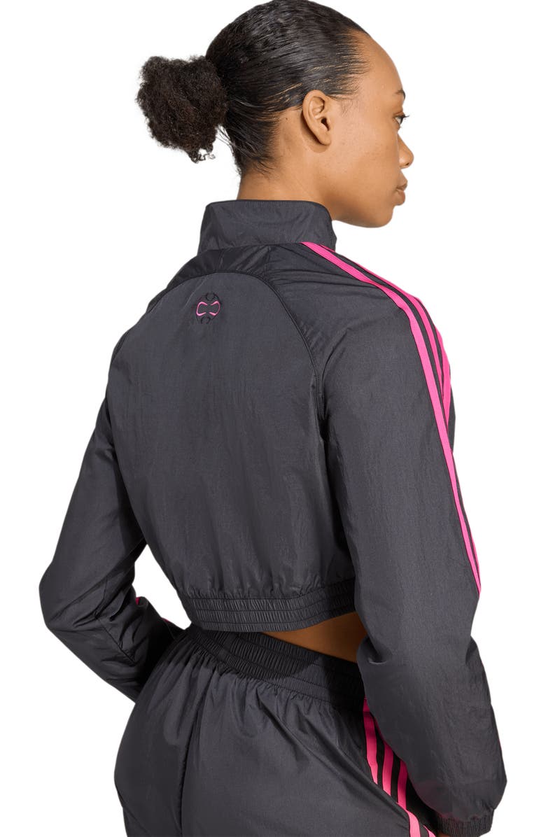 adidas Originals Team Geist Crop Jacket, Alternate, color, Black/ Semi Lucid Fuchsia