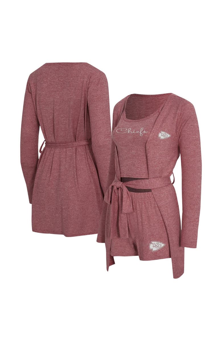 CONCEPTS SPORT Women's Concepts Sport Heather Red Kansas City Chiefs Rigor Tank, Short & Robe Set, Main, color, Heather Red