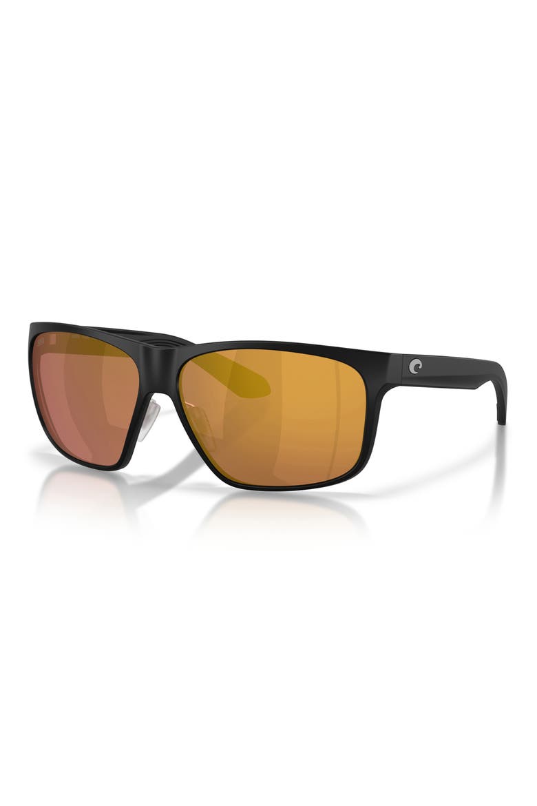 Trades 60mm Polarized Square Sunglasses, Alternate, color, MATTE BLACK / GOLD MIRROR 580G