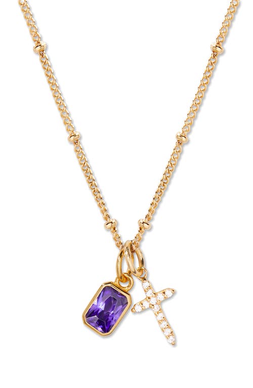 Brook & York Brook And York Josephine Cross & Birthday Pendant Necklace In Gold February