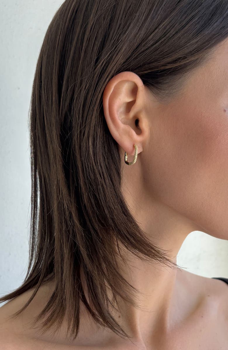 Adornia Set of 2 14K Gold Plated Cubic Zirconia Huggie Hoop Earrings, Alternate, color, Gold