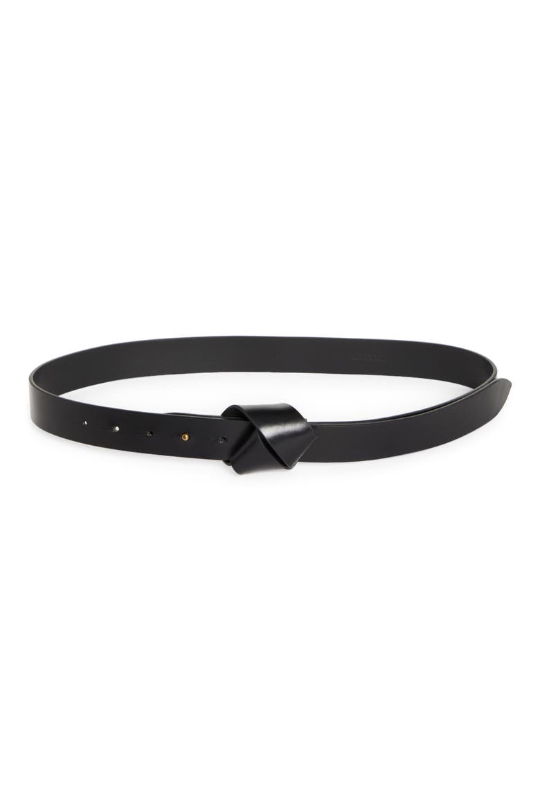 Lassio Knotted Leather Belt, Main, color, BLACK