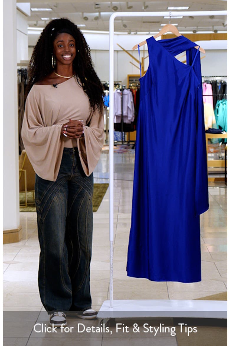 Scarf Detail Stretch Satin Gown video