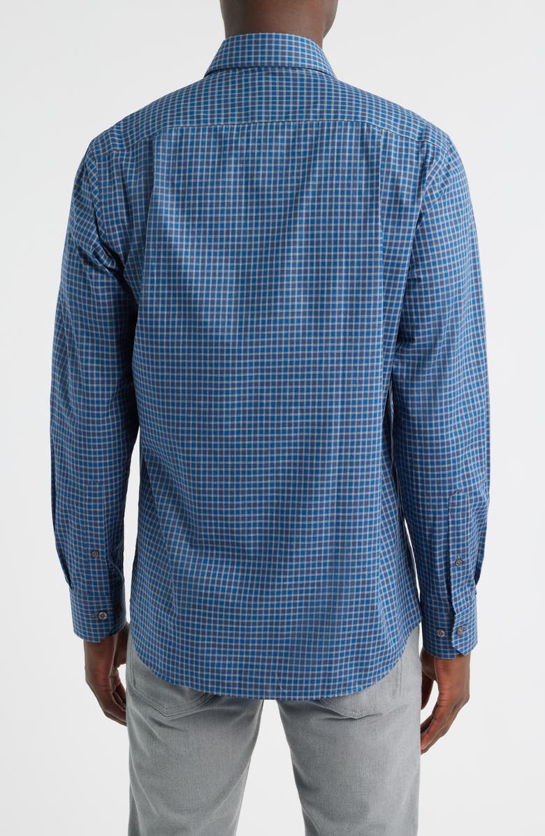 Scott Barber Regular Fit Check Cotton Mélange Button-Up Shirt, Alternate, color, Navy