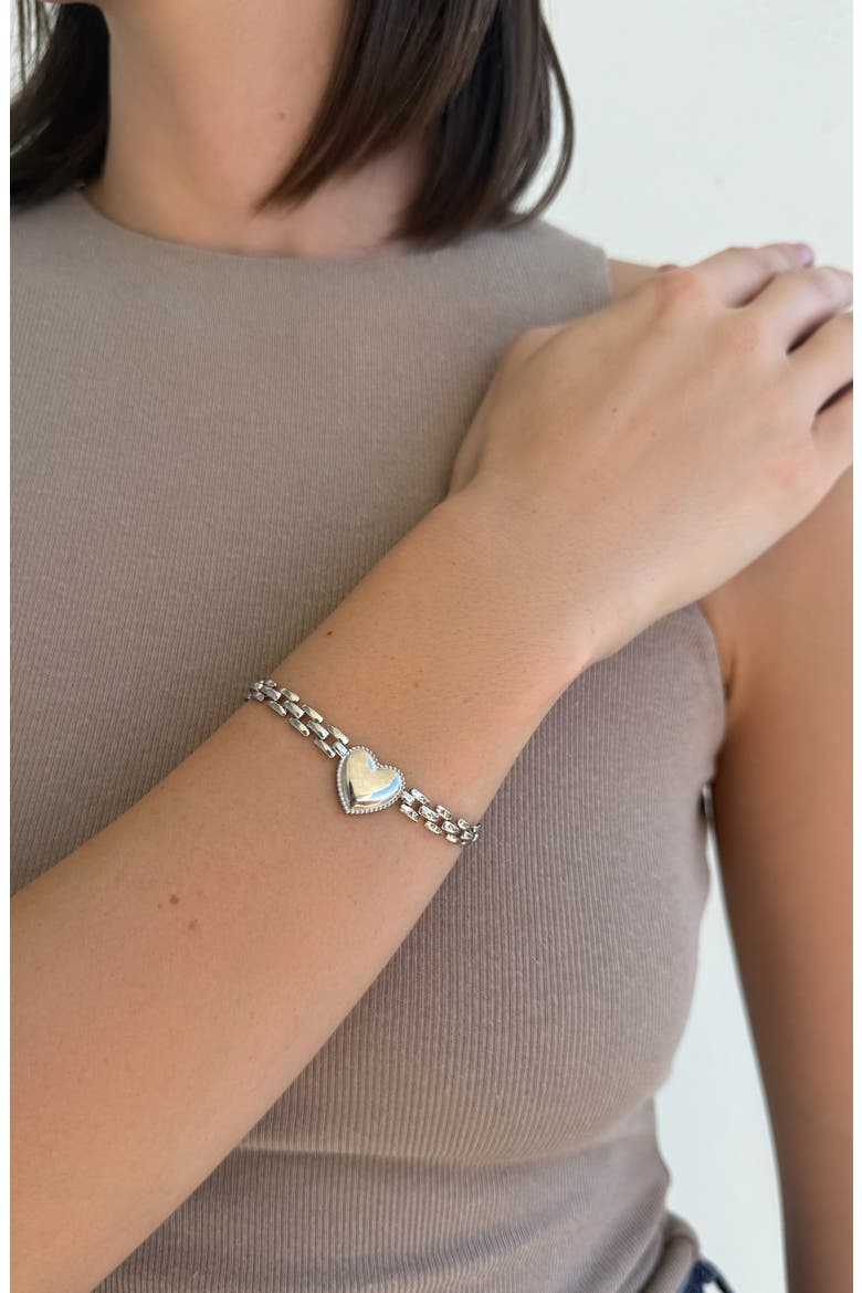 Heart Pendant Bracelet, Alternate, color, SILVER
