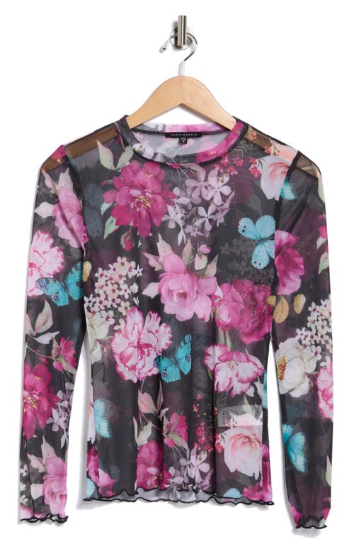 Tash And Sophie Long Sleeve Powermesh Top In Multi