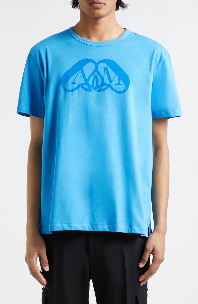 McQueen Seal Monogram Logo Graphic T-Shirt, Main, color, Lapis Blue