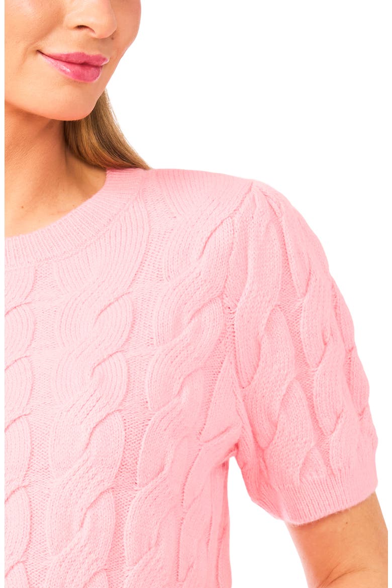 Cotton Blend Cable Knit Sweater, Alternate, color, PRISM PINK