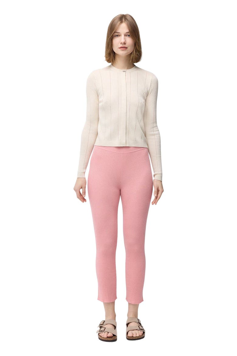 Hidden Button-Front Cashmere Silk Cardigan, Main, color, whisper white