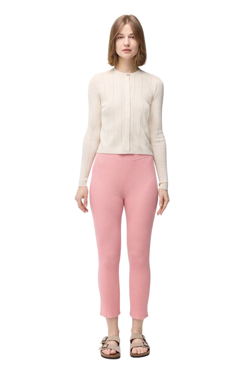 GOBI Mongolian Cashmere Hidden Button-Front Cashmere Silk Cardigan, Main, color, Whisper White