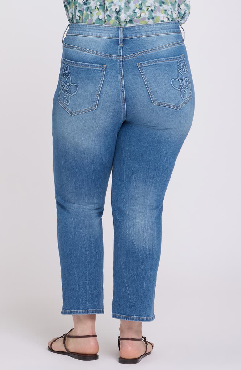 NYDJ Marilyn Floral Pocket Straight Leg Ankle Jeans, Alternate, color, Pacifica