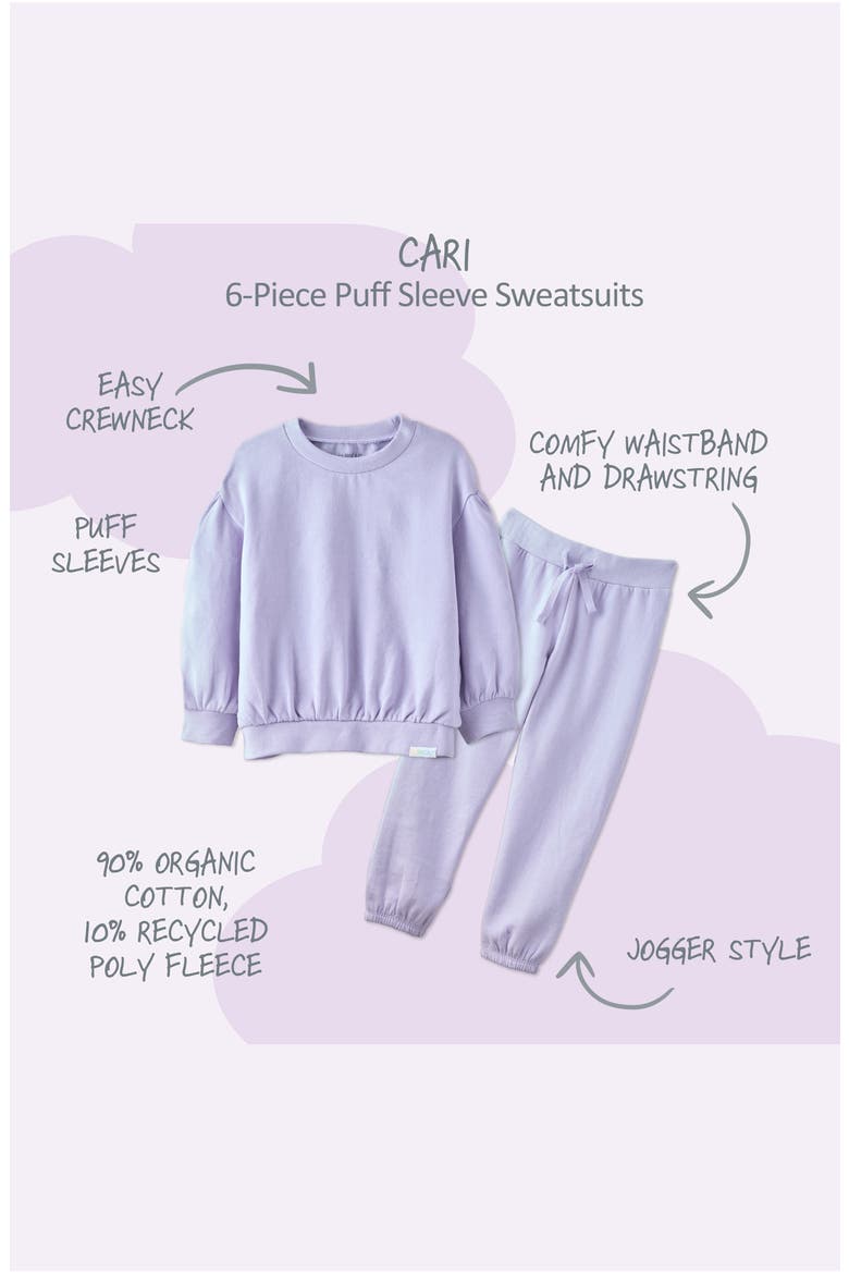Kids Cari 6-Piece Sweatshirt & Sweatpants Set, Alternate, color, HAZE