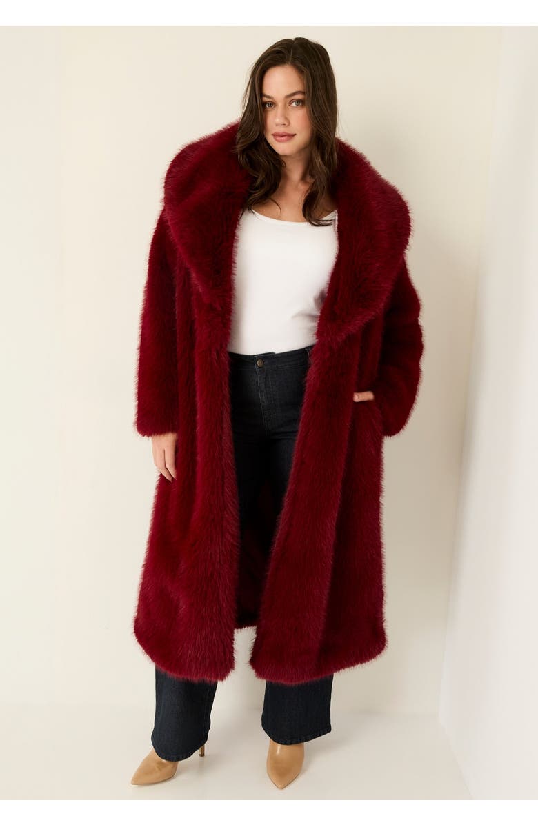 June + Vie Shaggy Faux Fur Coat, Main, color, 
