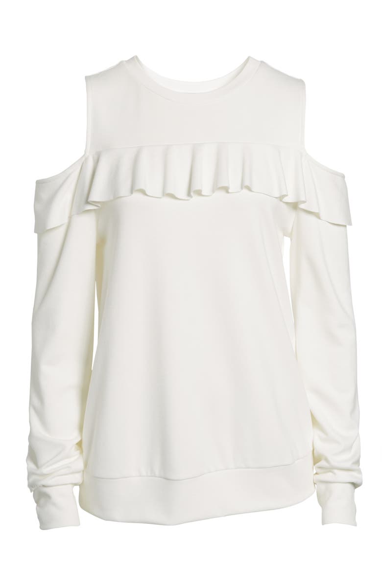 Halogen<sup>®</sup> Ruffle Front Cold Shoulder Sweatshirt, Alternate, color, 