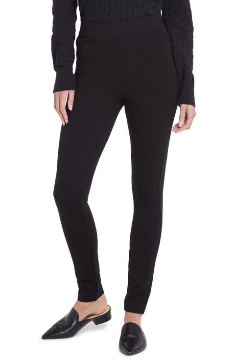 High Waist Back Slit Pull-On Skinny Pants (Petite)