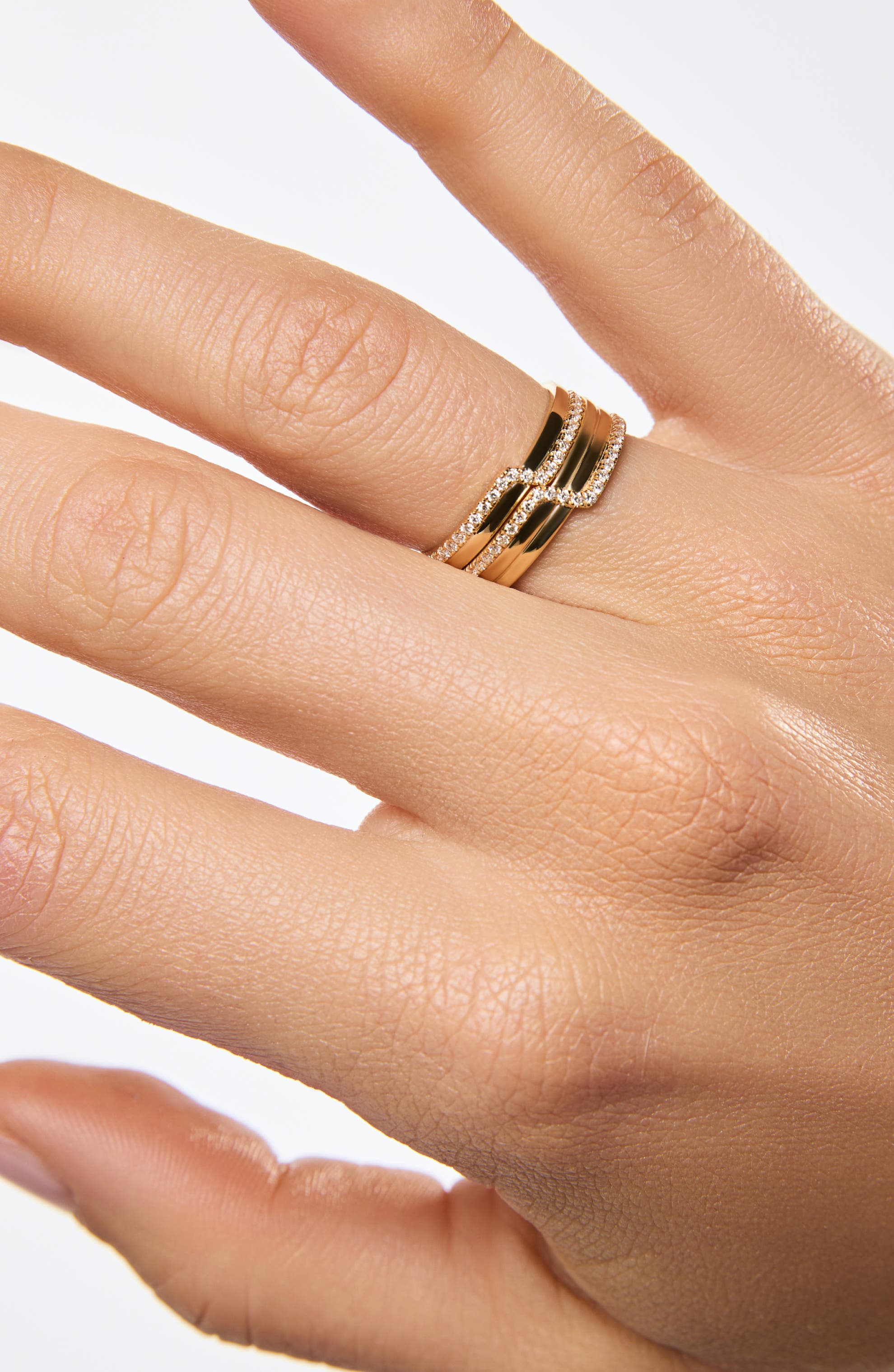 Ana Luisa Solid Yellow Gold - Triple Diamond Elevate Ring (Women ...