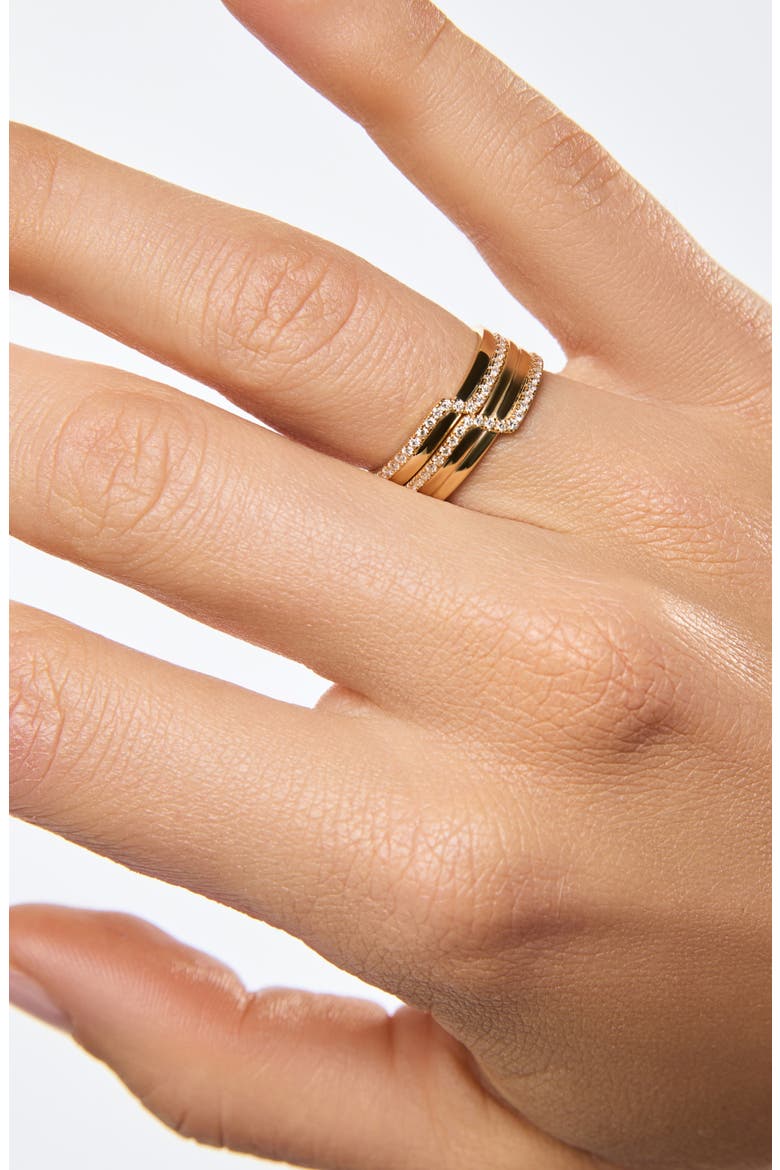 Solid Yellow Gold - Triple Diamond Elevate Ring, Alternate, color, Gold