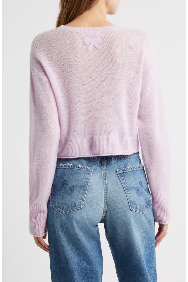Luisella Bow Crop Cashmere Cardigan, Alternate, color, CLOUDED ROSE