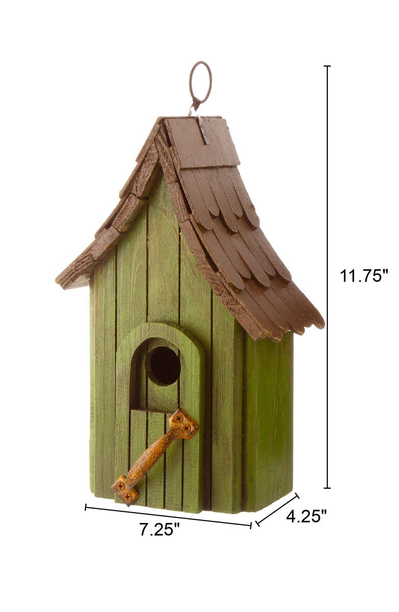 Glitzhome Rustic Garden Distressed Solid Wood Decorative Bird House, Alternate, color, Dark Green