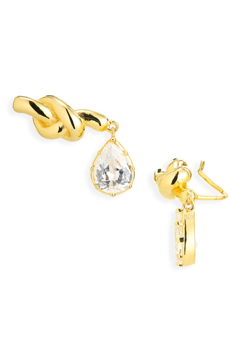 Kate Knot Tear Drop Earrings, Main, color, GOLD