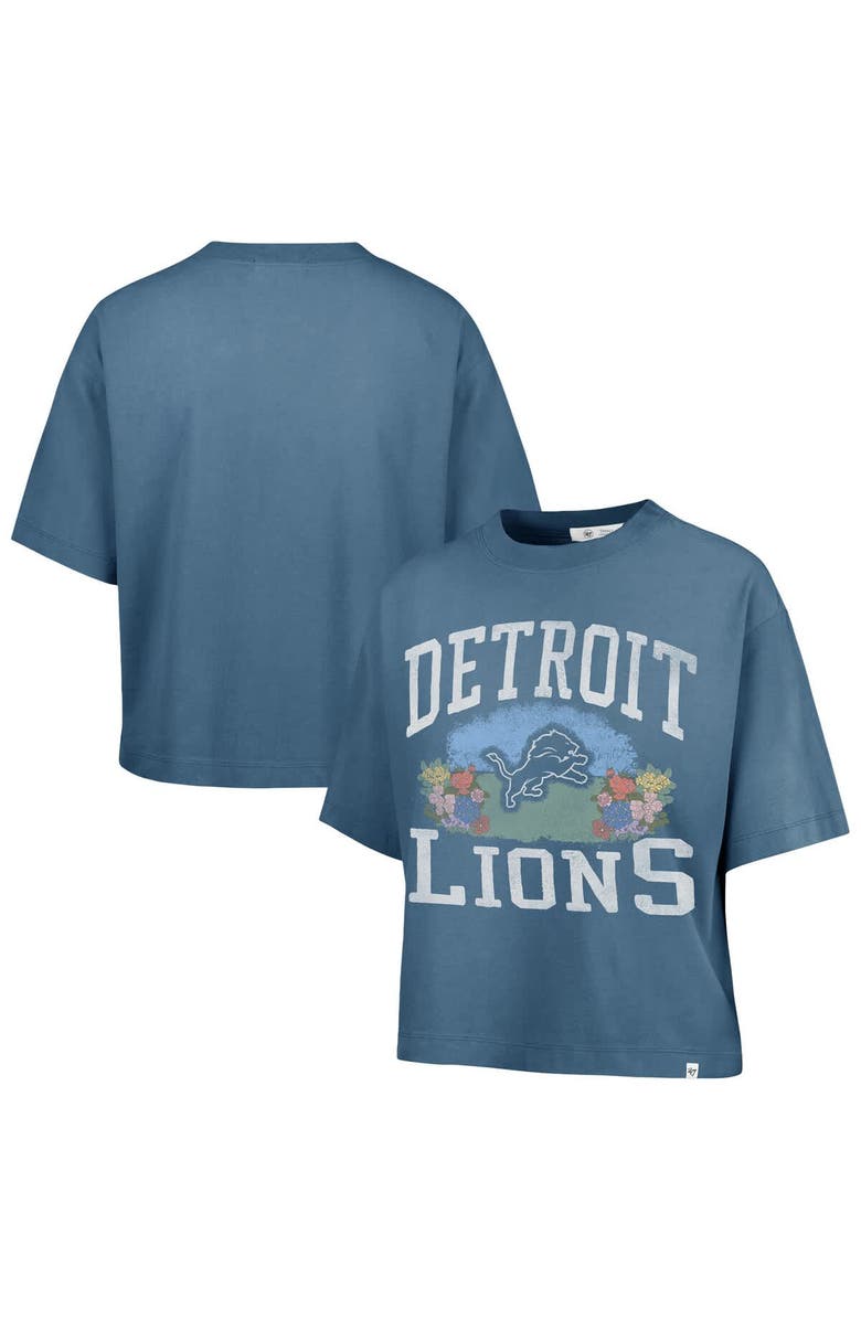 '47 Women's '47  Mineral Blue Detroit Lions Florentina Montauk Cropped T-Shirt, Main, color, 