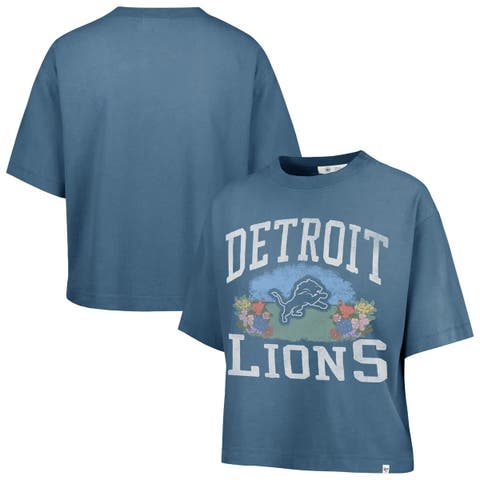 Women's '47  Mineral Blue Detroit Lions Florentina Montauk Cropped T-Shirt