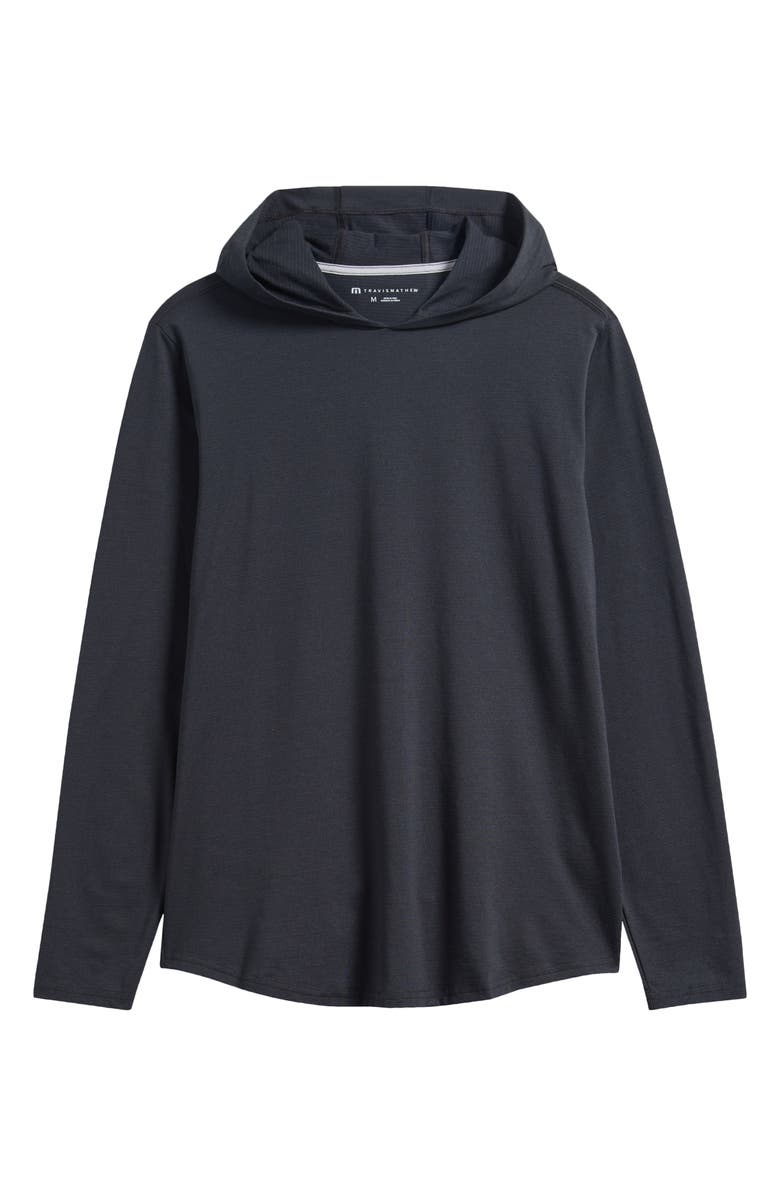 TravisMathew The Heater Series Hooded Long Sleeve Performance Jersey T-Shirt, Alternate, color, Black